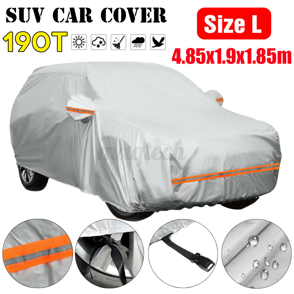 Waterproof Full Car Cover For SUV Van Truck Outdoor Dust UV Ray Rain Sun Snow L