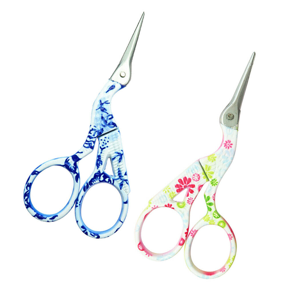2Pcs Tailor Sewing Embroidery Steel Craft Scissors Crane Bird Shape Gifts