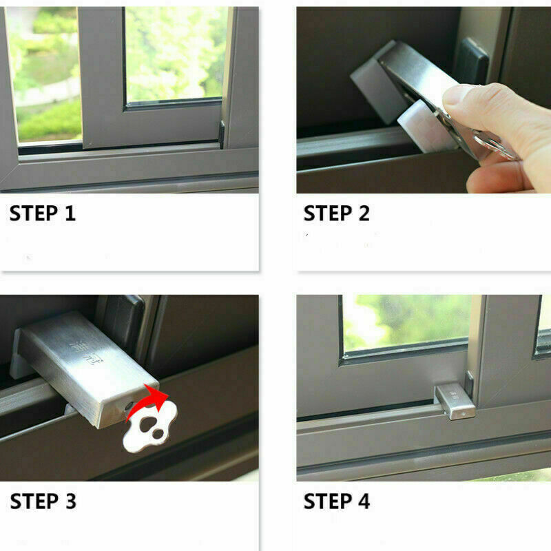 Window Restrictor Stopper Limit Lock Security Key Locking Child Safety Protector