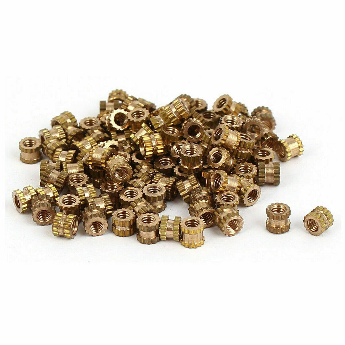 100Pcs M3x6mm Threaded Round Metal Knurl Thread Insert Nuts Brass Tone Nuts Hot