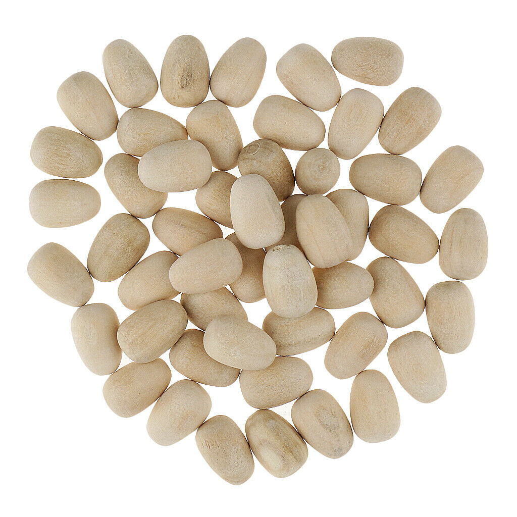 50pcs Unfinished Decorative Wooden Chicken Eggs for Crafts DIY Painting