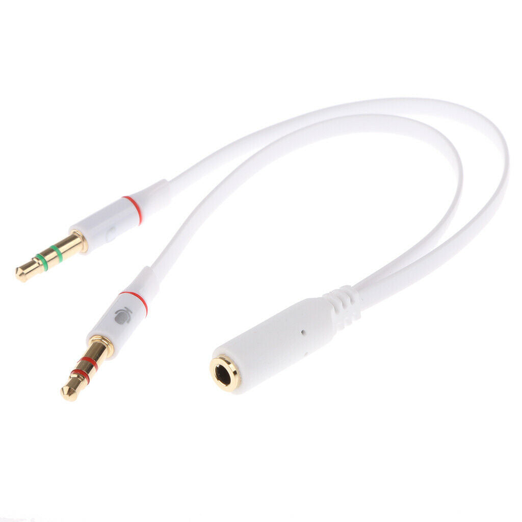 3.5mm stereo male to 2x female audio Y-splitter extension cable -White