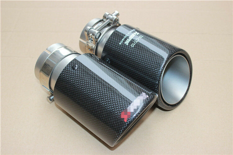Durable Carbon Fiber Auto Car Exhaust Tip 63MM IN-89MM OUT Muffler Tip