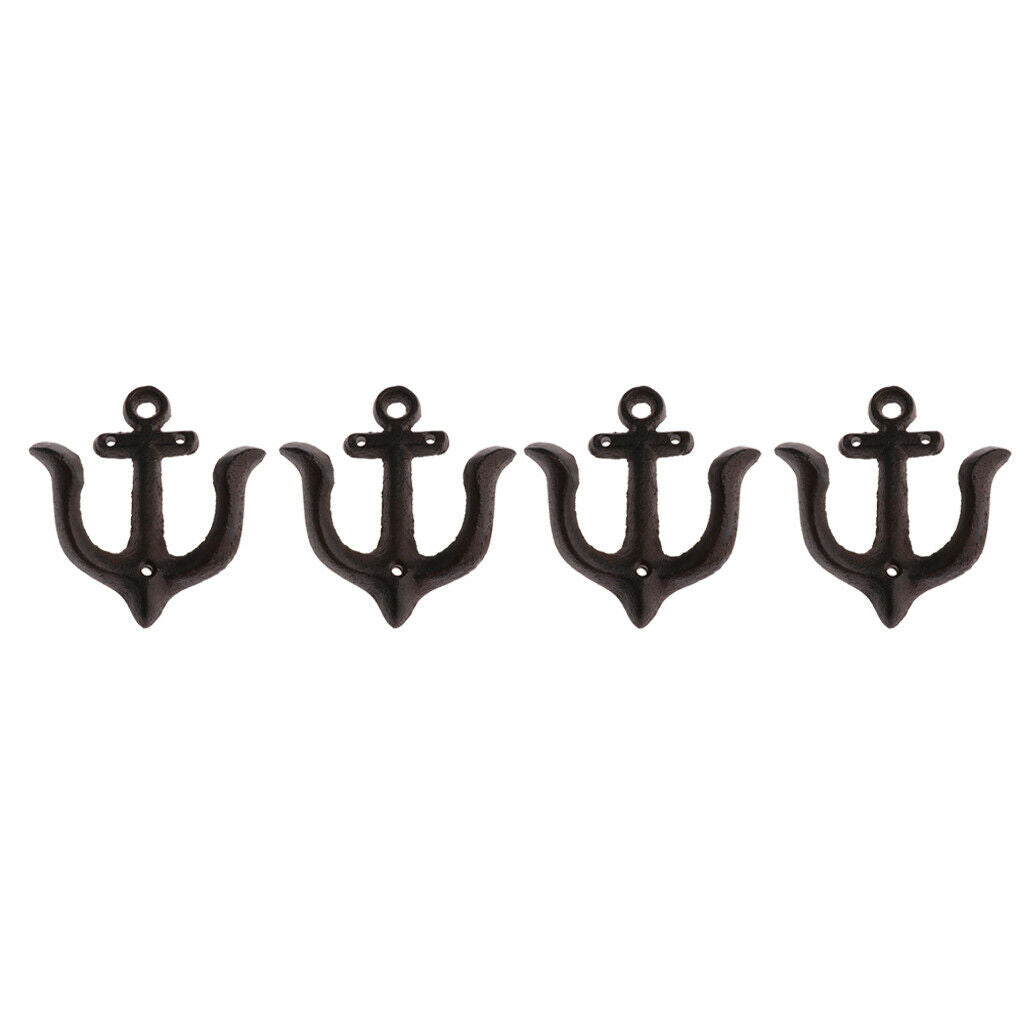 4 Pcs Rustic Double Wall Hook Bedroom Coat Hook Rack Hanger Decoration Black