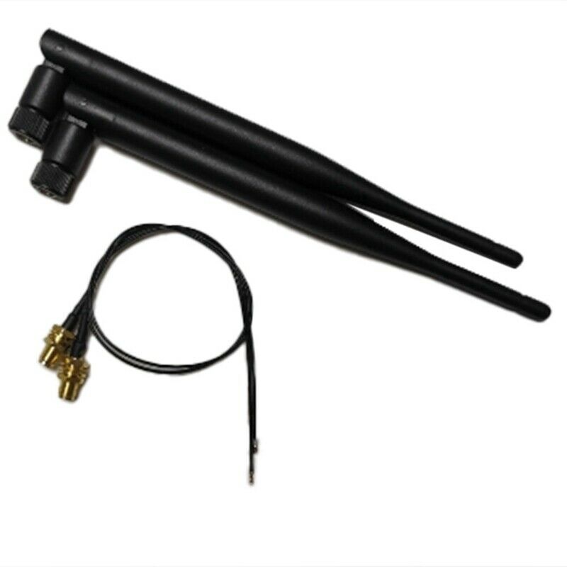 2X 6DBi M.2 IPEX MHF4 U.Fl Cable to RP-SMA Wifi Antenna Signal Cable Kit for IU9