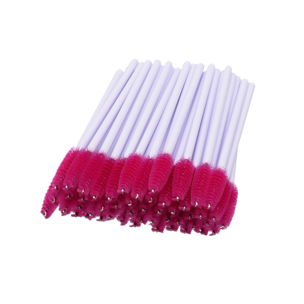 50 Piece Disposable Eyelash Extension Brushes Mascara Wands Applicator Pink