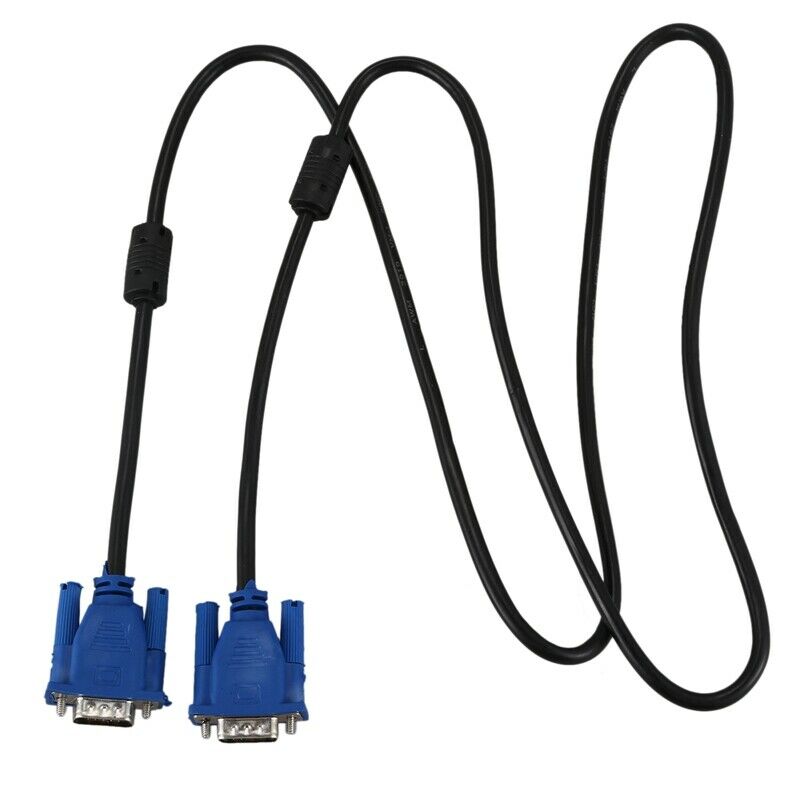 Black Blue VGA 15 pins Male to Male Plug Cable Computer Monitor Wire Cable 1.5W7