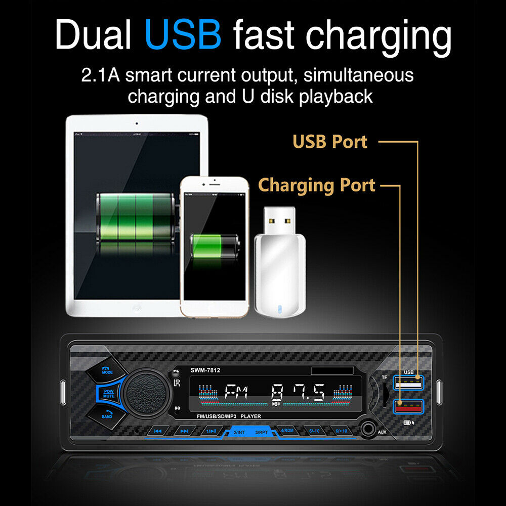 Car Radio Stereo Player 4 way RCA AUX Bluetooth 5.0 Music Audio Auto MP3 Player