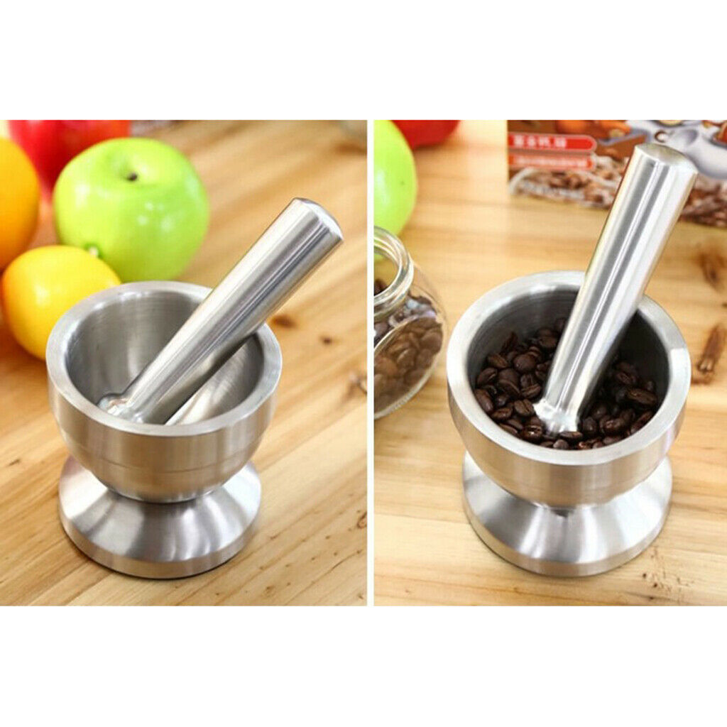 Stainless Steel Mortar Pestle Set Garlic Spice Tool Herb Medicine Grind Bowl