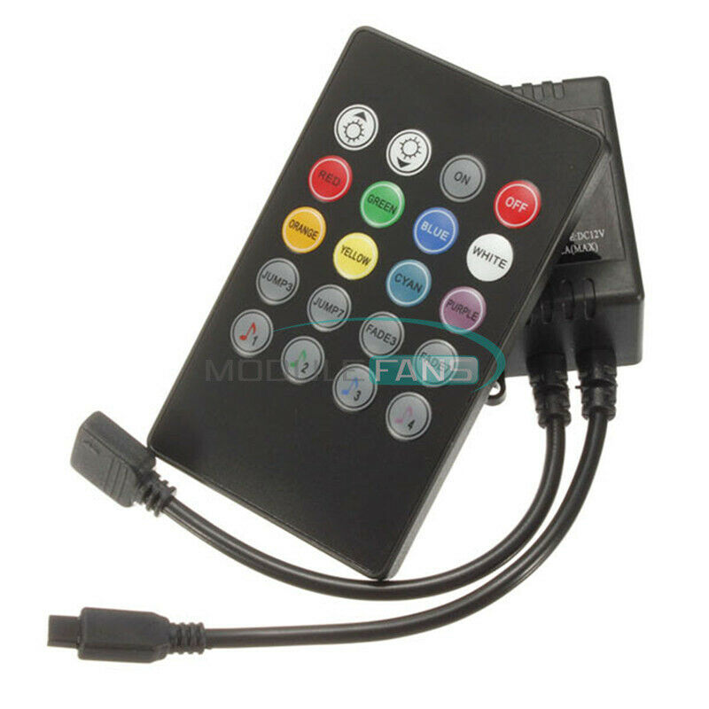 20 Keys DC 12V Sound Sensor Music IR Remote LED Controller for RGB Strip Light