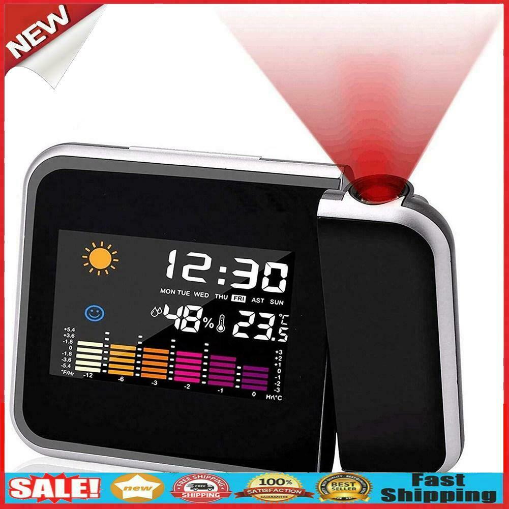 Multifunction LCD Projection Digital Display Alarm Clock Snooze Desktop  @