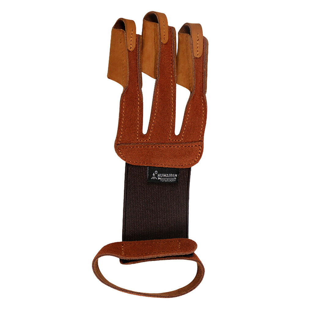 Archery Hand Finger Protect Glove Bow Arrow Hunting Shooting Glove Brown