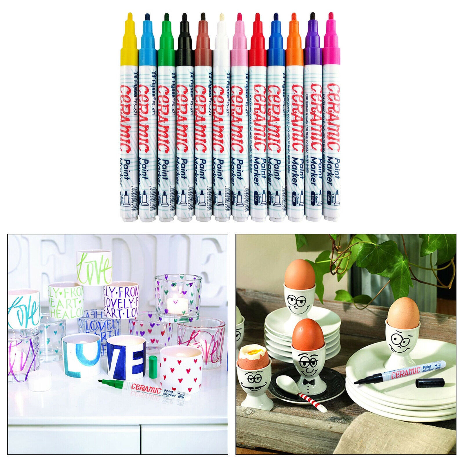 12pcs Paint Pens Paint Markers for Rock Painting Stone Ceramic Glass Wood