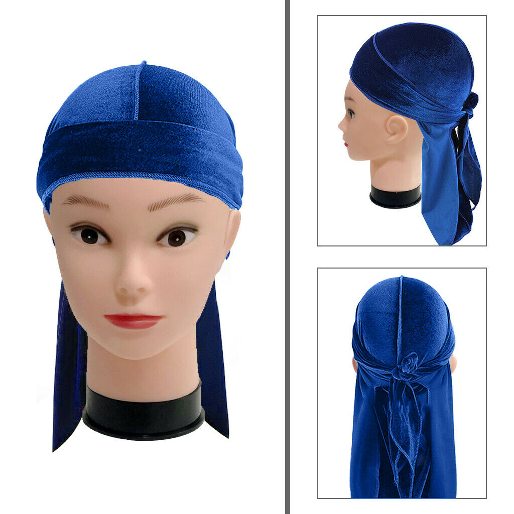 Unisex Fashion Velvet Bandana Hats Long Tail Headwraps Headwear Beanie Hats