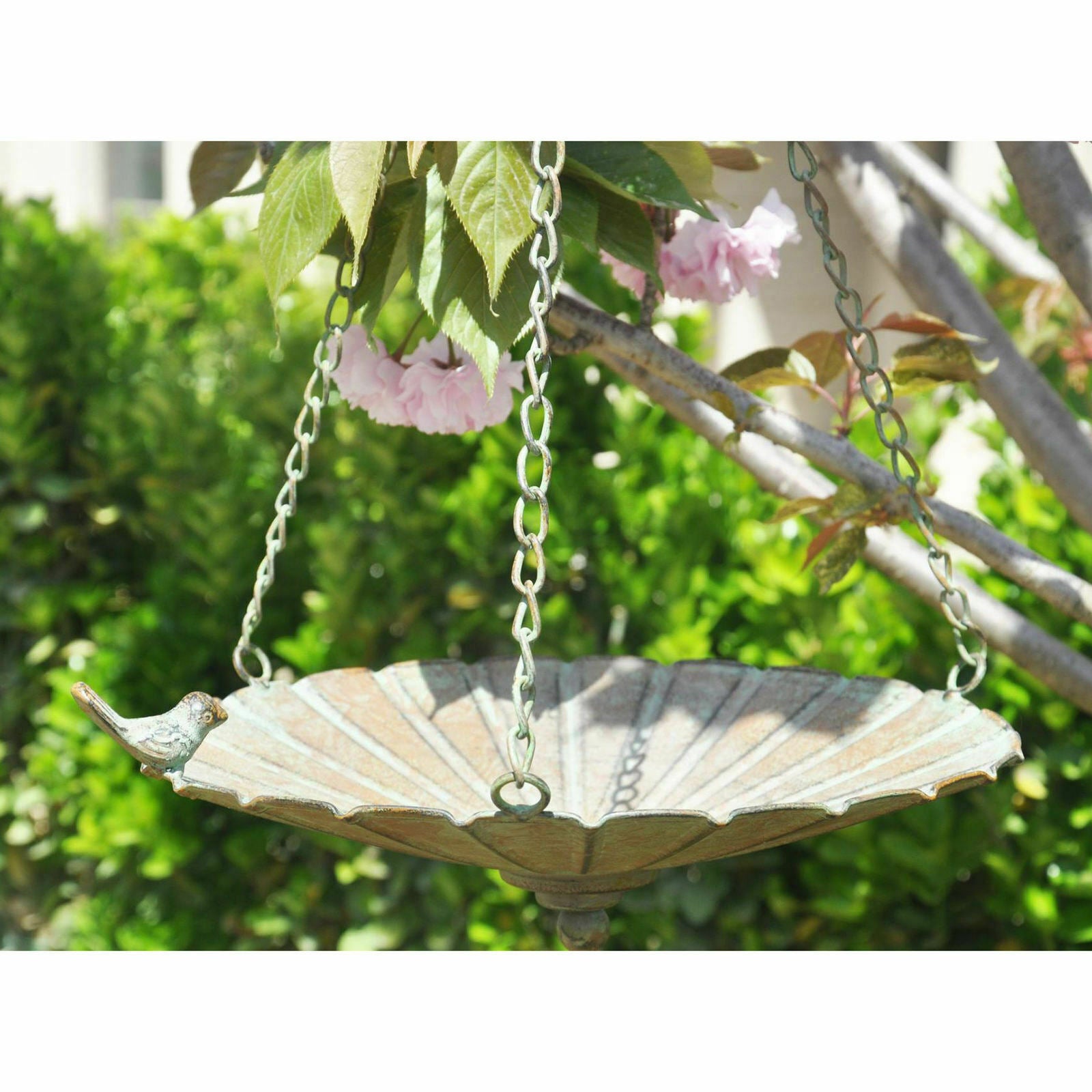 Iron Garden Hanging Bird Feeder Birdbath for Attracting Birds Finches Dove
