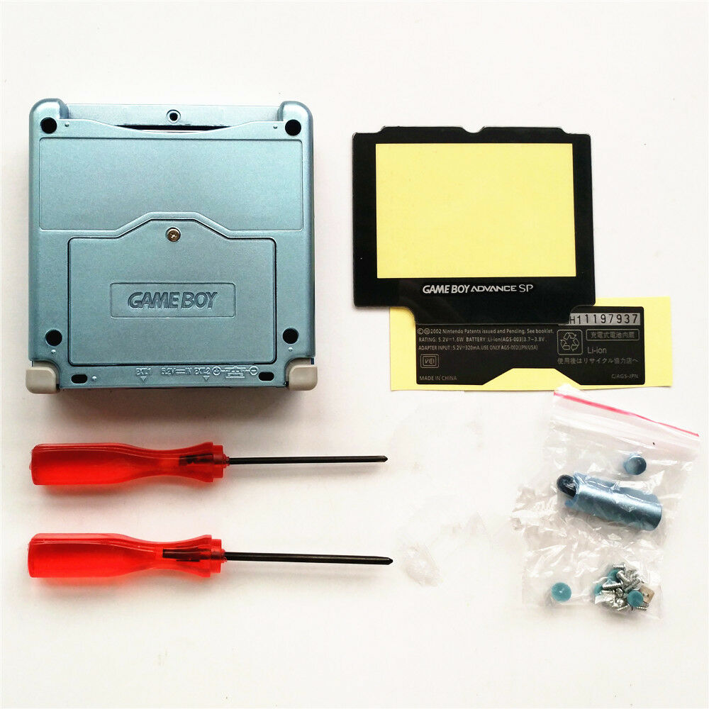 Light Blue Housing Shell Case for GBA SP Gameboy Advance - White Buttons