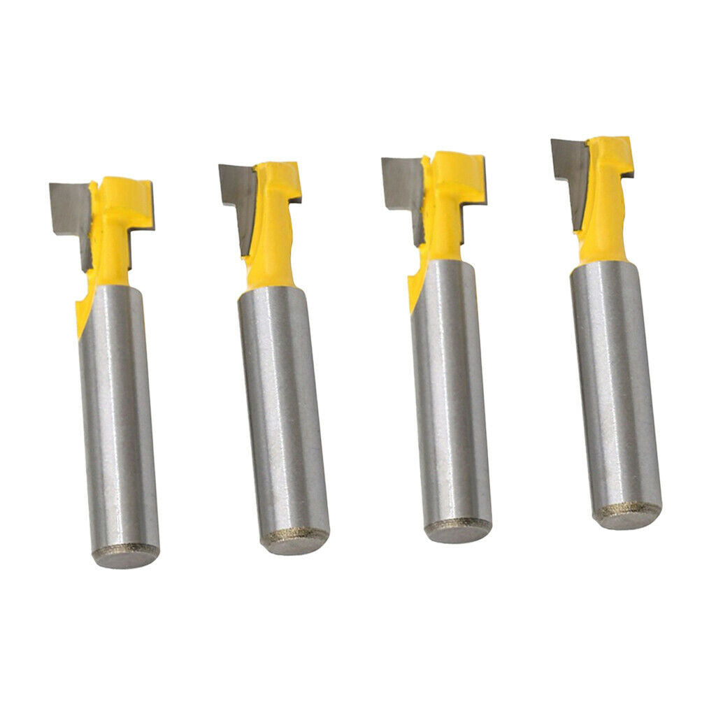 4 Pieces 8mm Shank Keyhole T-Slot Woodworking Cutter Router Bit 1/2" & 3/8