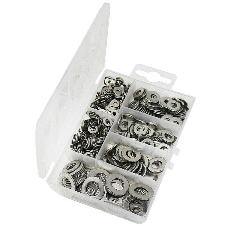1X(660 Pcs/Set M3 M4 M5 M6 M8 M10 Washer Sps Stainless Steel Flat Washer Pla4N6)