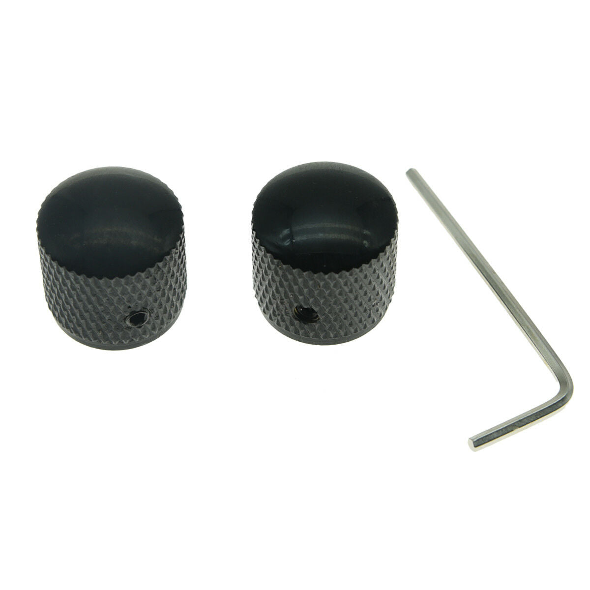2x Black 20mm Bass Guitar Knobs Dome Knobs for Precision P Bass with Set Screw