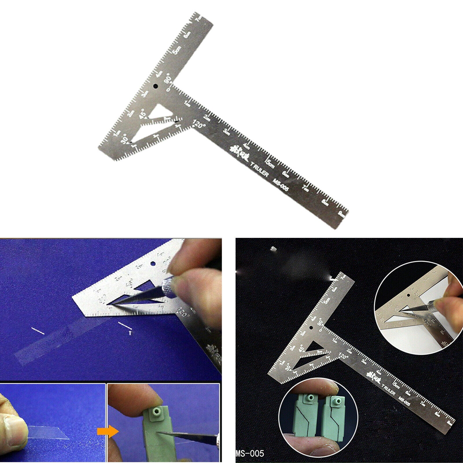 Hobby Stainless Steel T-shaped Ruler Machine Armor Modeling Craft Accessory