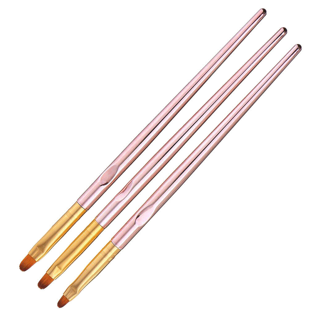 3Pcs Flat UV Gel Brushes Nail Art DIY Acrylic Painting Brush Manicure Tools
