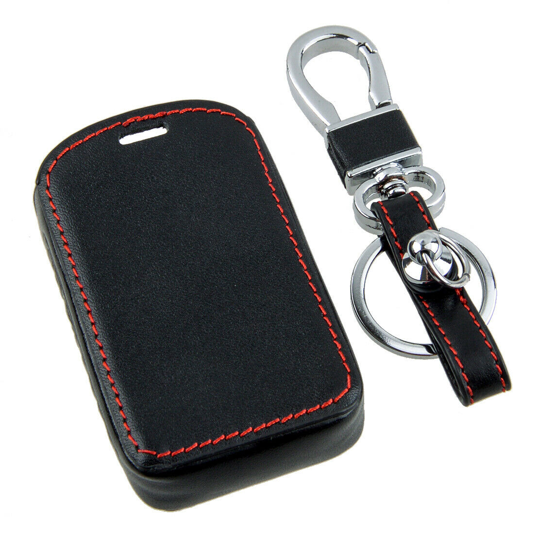 Black PU Leather 4 Buttons Key Fob Cover Case Chain Fit For Mazda 3 6 CX9 CX-30