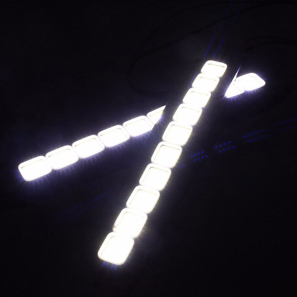 2x 20W Waterproof LED 12V Daytime Running Light DRL COB Strip Lamp Fog Car