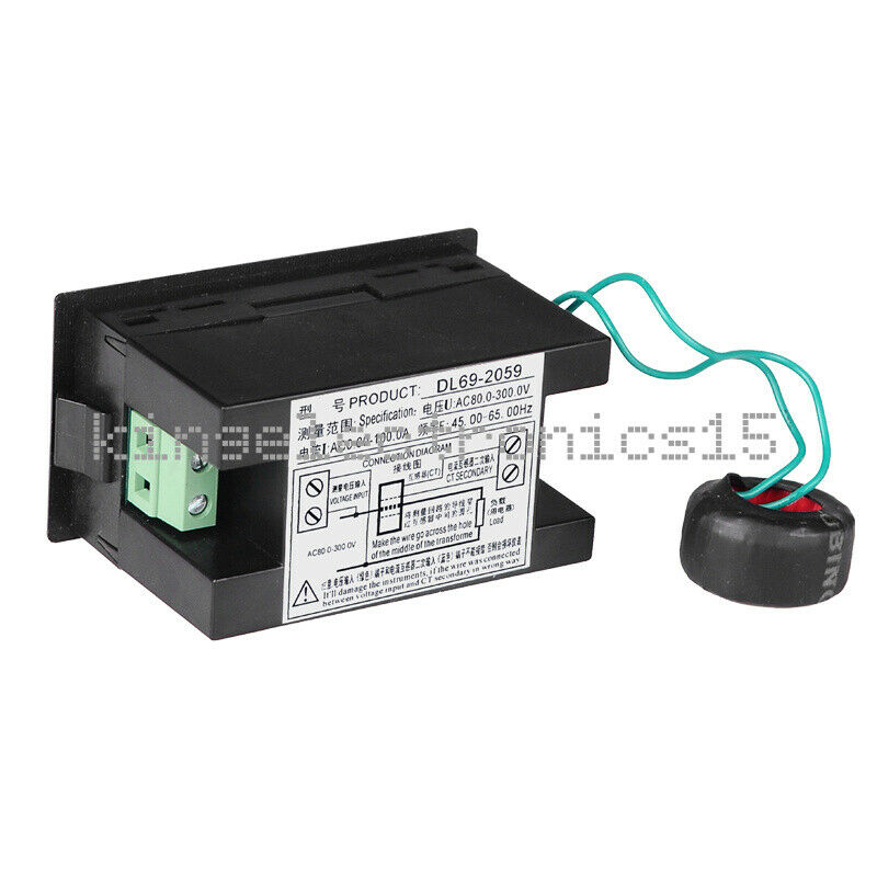 AC 80V-300V 45-65Hz 100A Digital Panel Meter Voltmeter Frequency Volt Amp Meter