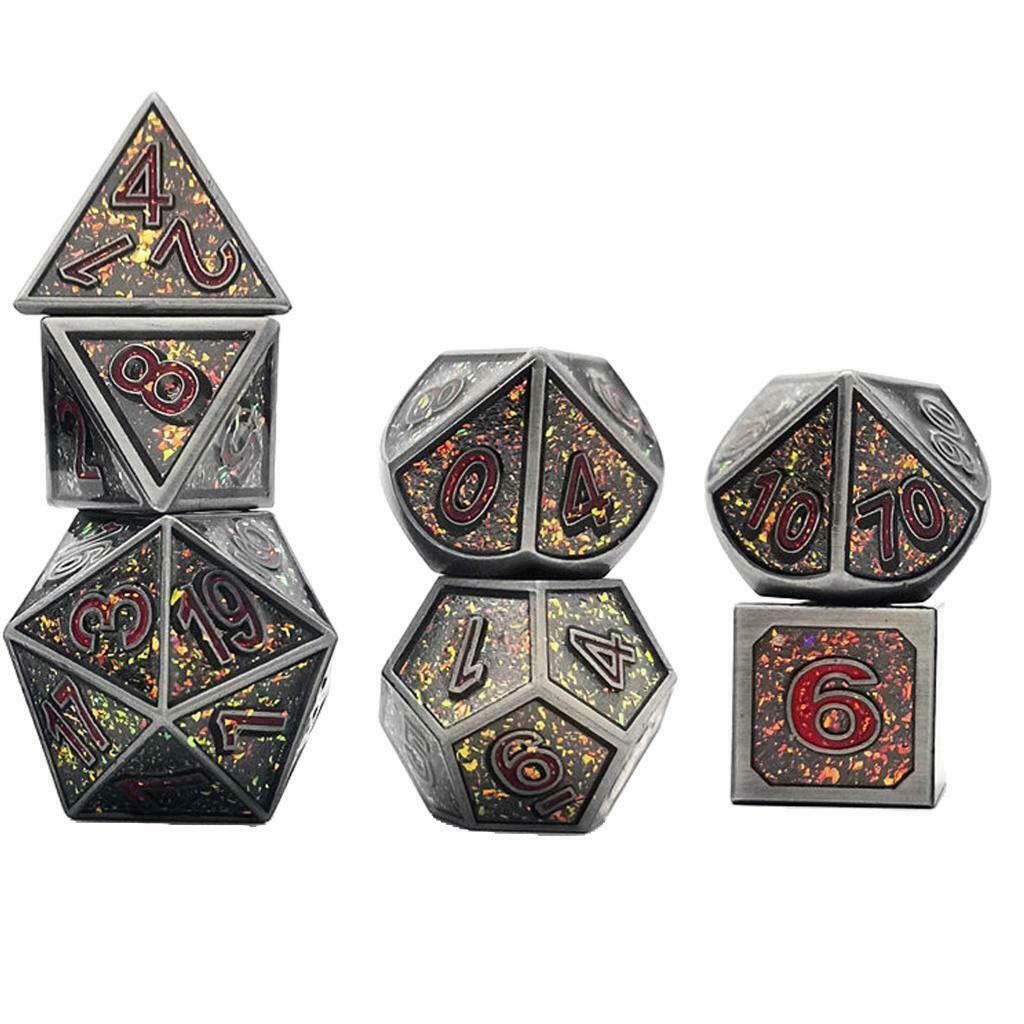 7x Metal Copper Polyhedral Dice for MTG DND RPG Role Play Game Props #6