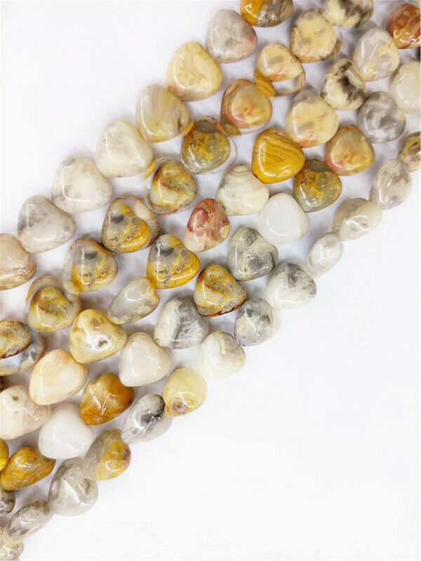 1 Strand 10x5mm Yellow Crazy Lace Agate Love Heart Spacer Loose Beads 15.5" HH49
