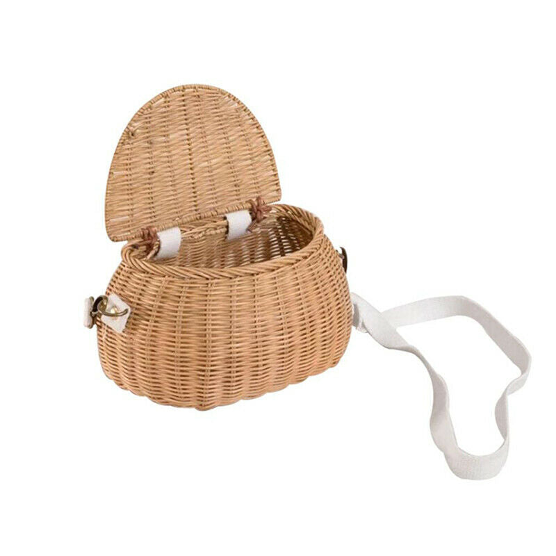 Small Back Basket Cute Hand-woven Rattan Backpack Baby Shoulder Storage BaskFCA