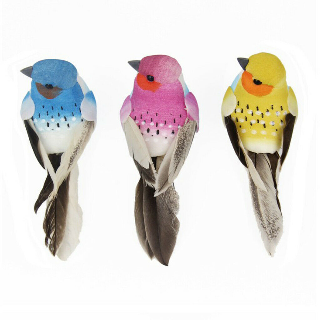 12x Colourful Artificial Foam Birds DIY Craft Garden Ornaments Party Decor
