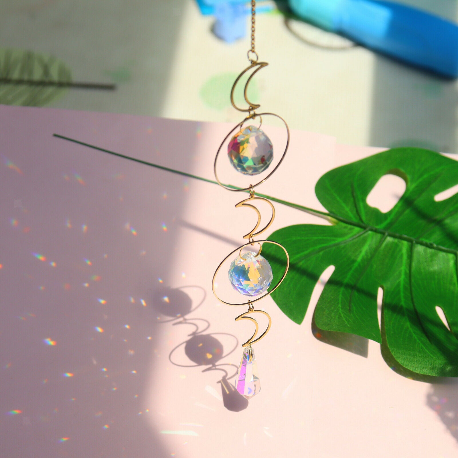 2Ã— Suncatcher Hanging Sun Moon Suncatchers Pendants Home Chrismas Decor