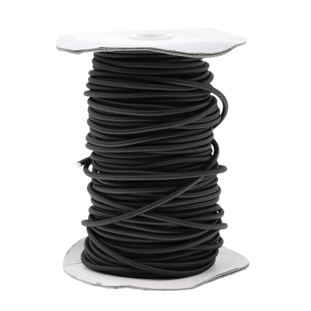 4mm Elastic Bungee Rope Marine Shock Cord - Tie Down Roof Racks 50m Black