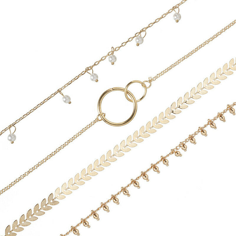 4pcs Women Geometric circle bracelet set For Ladies Bead Bangle Jewelry G.l8
