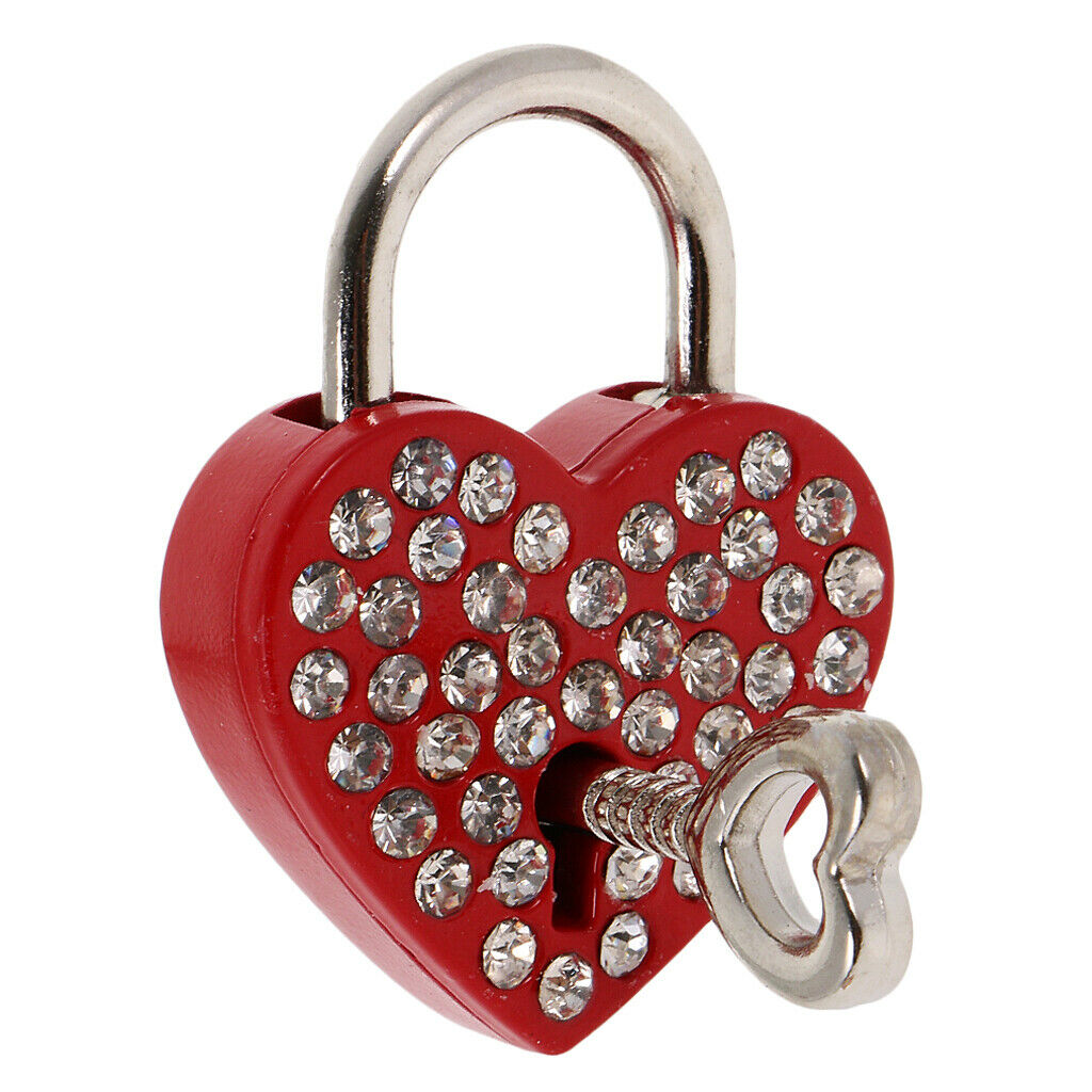 3.8cm Trunk Drawer Outside Diamante Heart Padlock Suitcase Lock Latch
