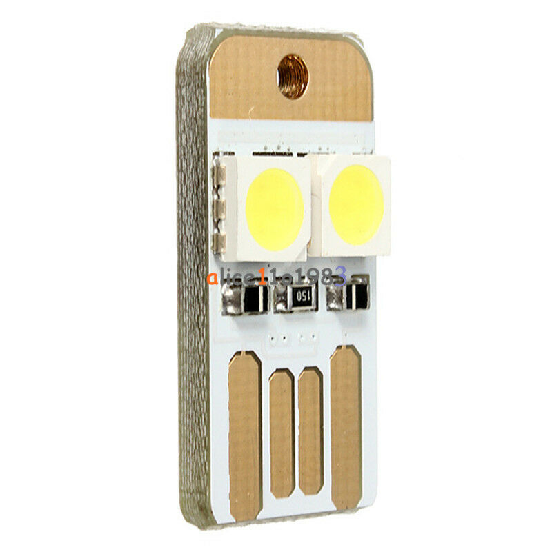 5Pcs Portable Double Sided Pluggable USB LED Night Light Power Supply Lamp White