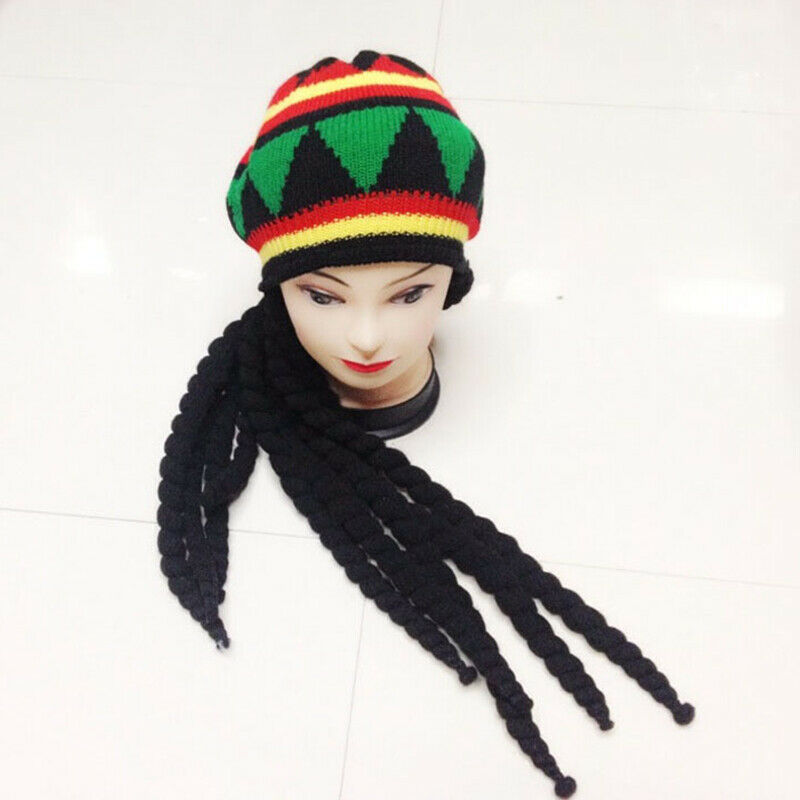 Jamaica Ethnic Knitted Beret Wig Hats Colored Crochet Slouchy Unisex Fashion New