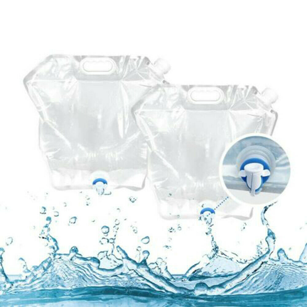 2Pcs Transparent 10L Folding Water Tank Bag for Hiking BPA Free Plastic