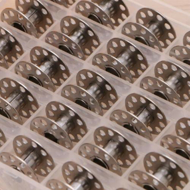 25Pcs 20mm Universal Sewing Machine Metal Bobbins Bobbin Spool with Storage Box