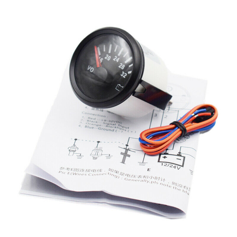 Dependable Voltmeter Gauge 16-32V 52mm 9-32VDC SS 316L Black Bezel for Boat Car