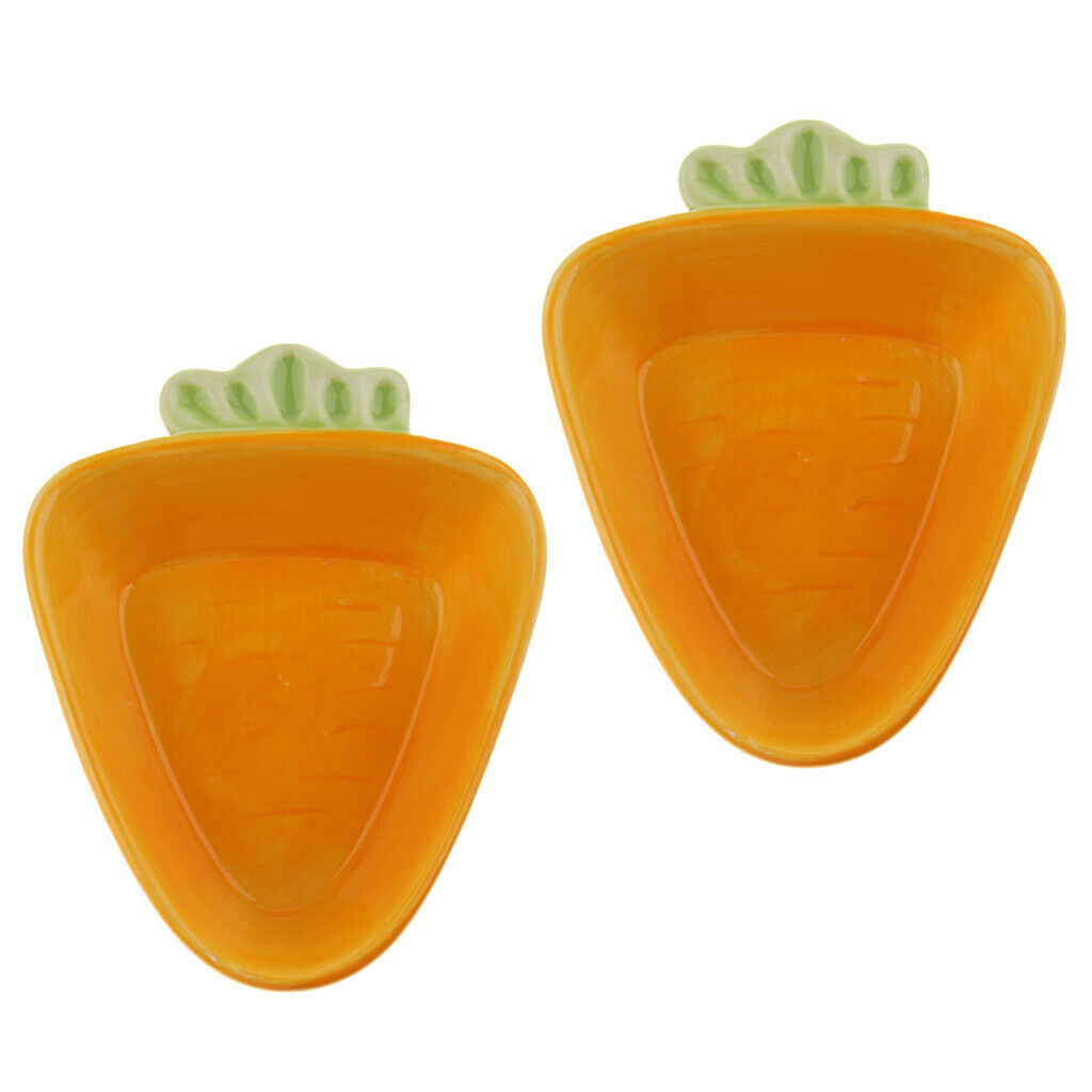 2pcs No-Tip Ceramic Rabbit Food Bowl Feeder for Guinea Pig Hamster Chinchilla