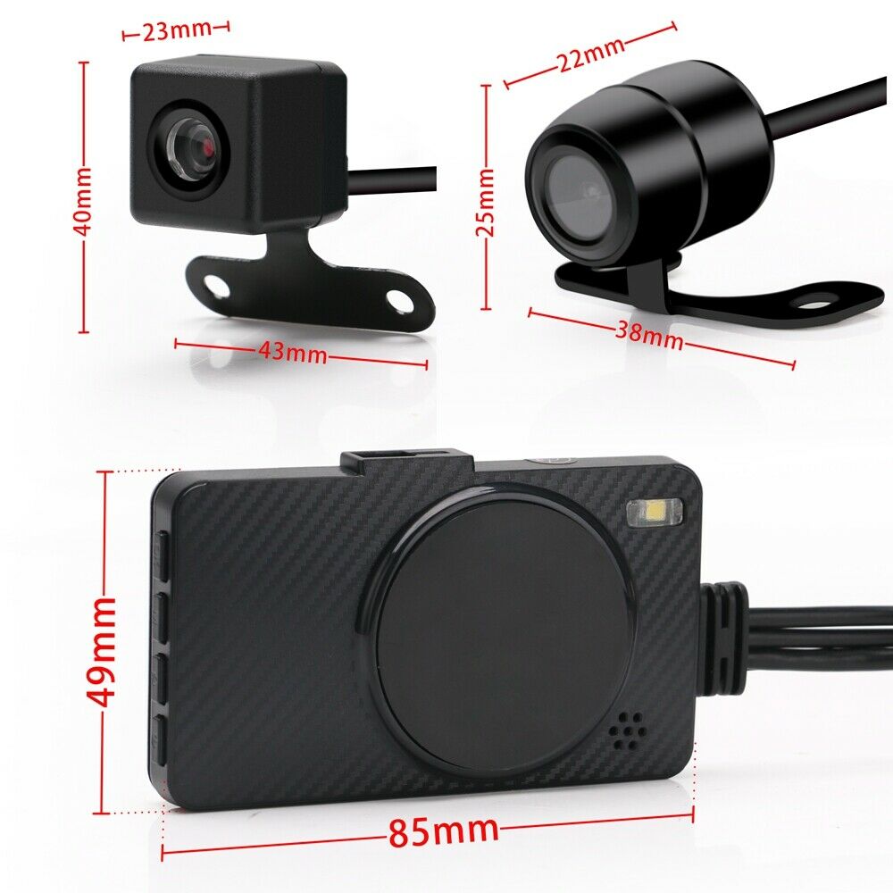 3'' 1080P HD Motorcycle Camera DVR Motor Dash Cam Dual-track Front Rear Recorder