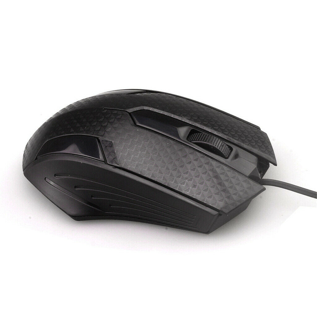 1000dpi USB Wired Optical Mouse 3-Button Gaming Mic for Computer Black