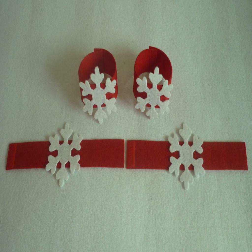 4pcs Tissue   Snowflake Napkin Buckle Home Hotel Wedding Xmas Decor Red