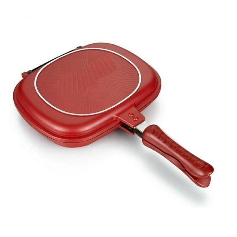 Die-Cast Non Stick Grill Fry Pan Double Sided Magnetic Handles 28CM BS5