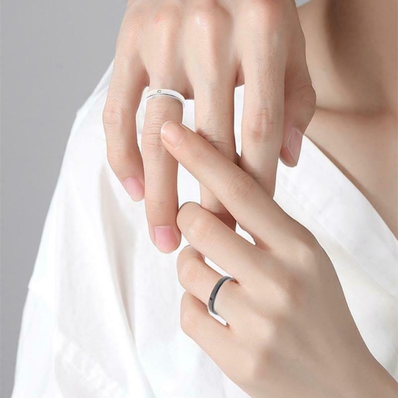2 Pcs Sun Moon Matching Couple Friendship Lover Open Adjustable Rings Bands Set