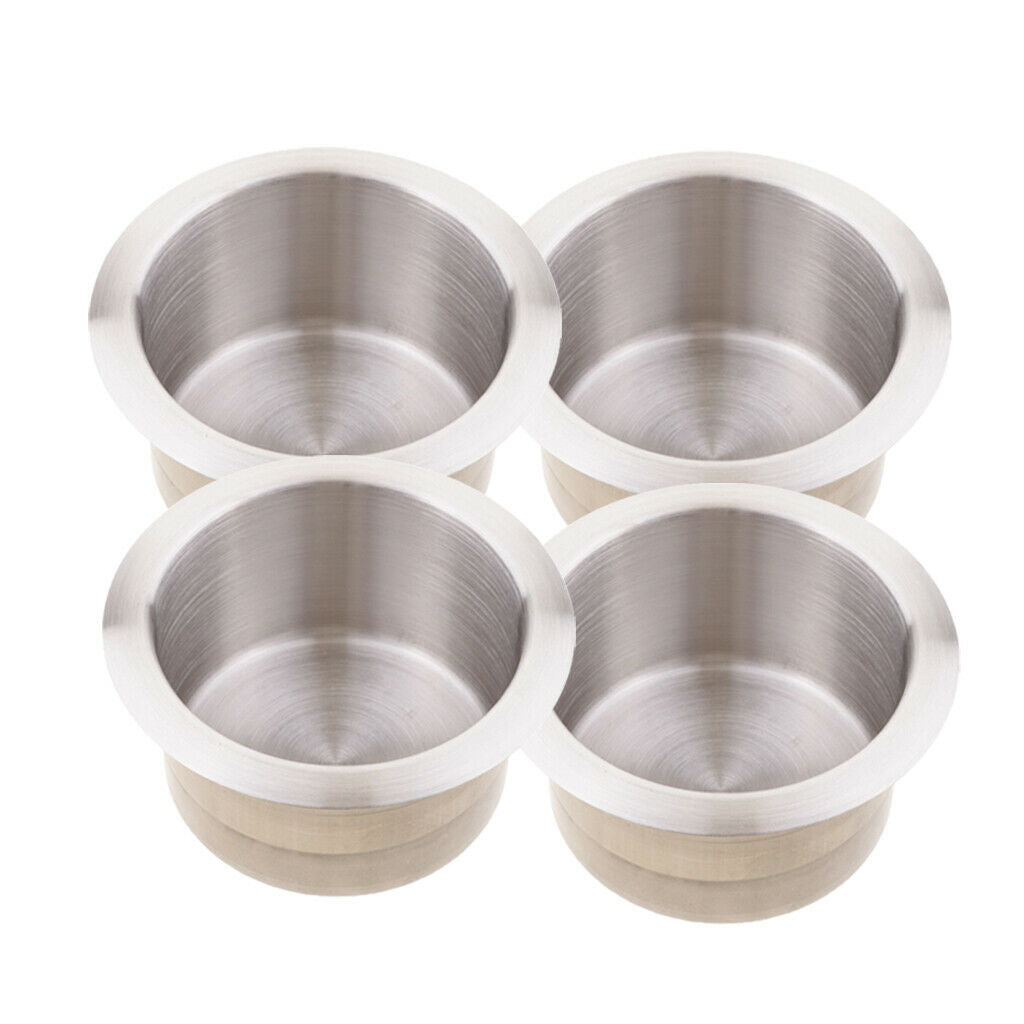 4pcs Stainless Steel Recessed Cup Drink Holder Marine Boat RV Camper 85x55mm
