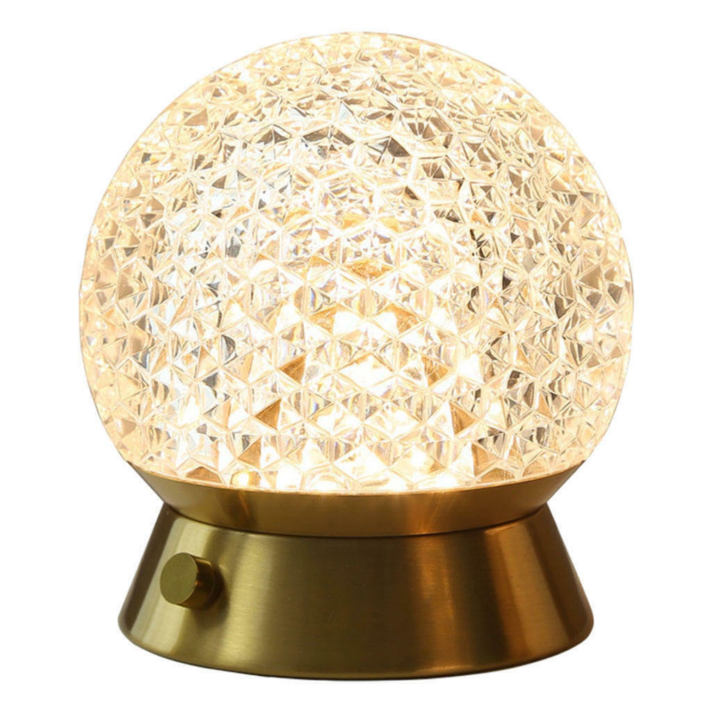 Crystal Desk Lamp Craft Rechargeable Dimmable Decor for NightStand Bedroom