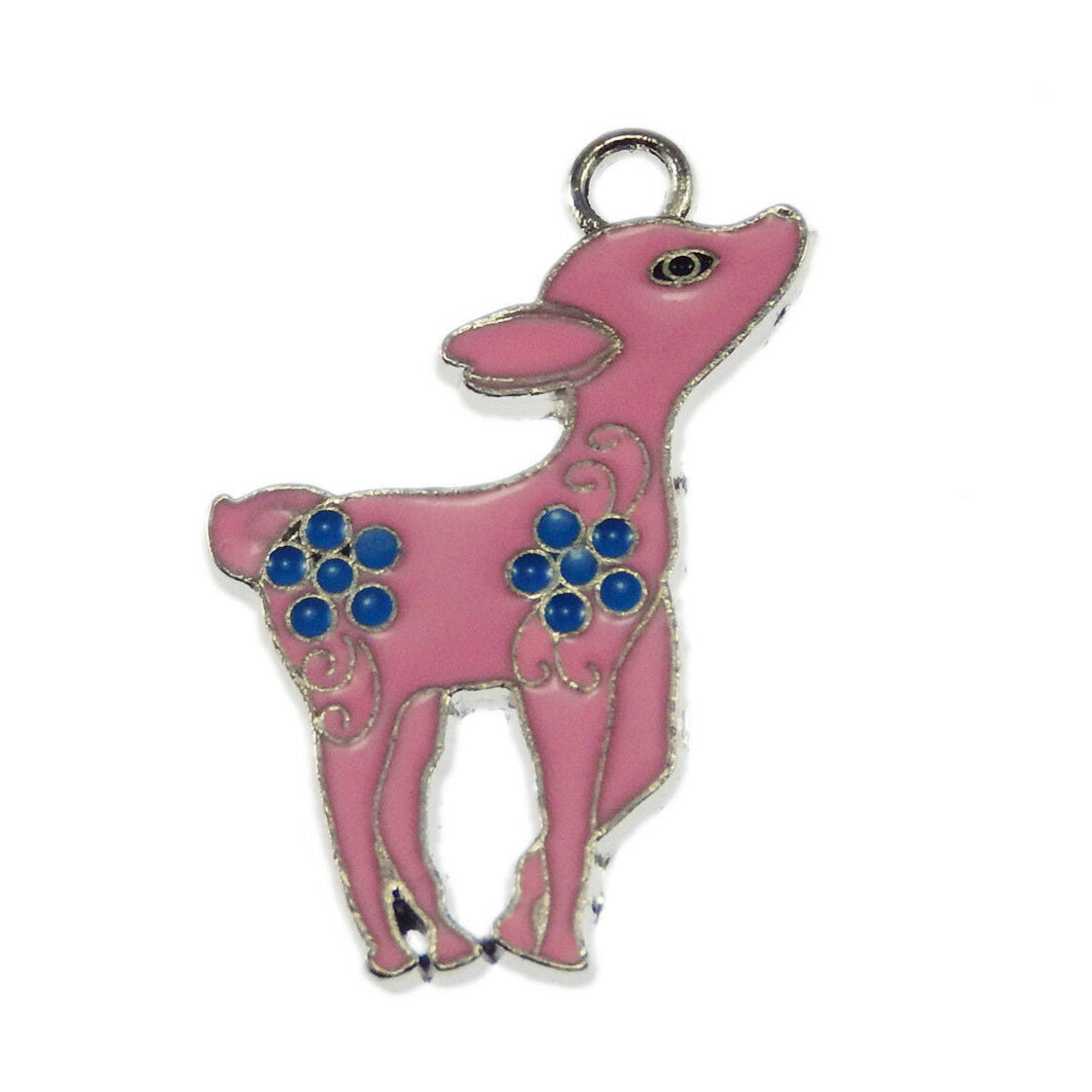 20 pcs Pink Enamel Deer Alloy Charm Pendant Bracelet Earring Findings 29*23*2mm